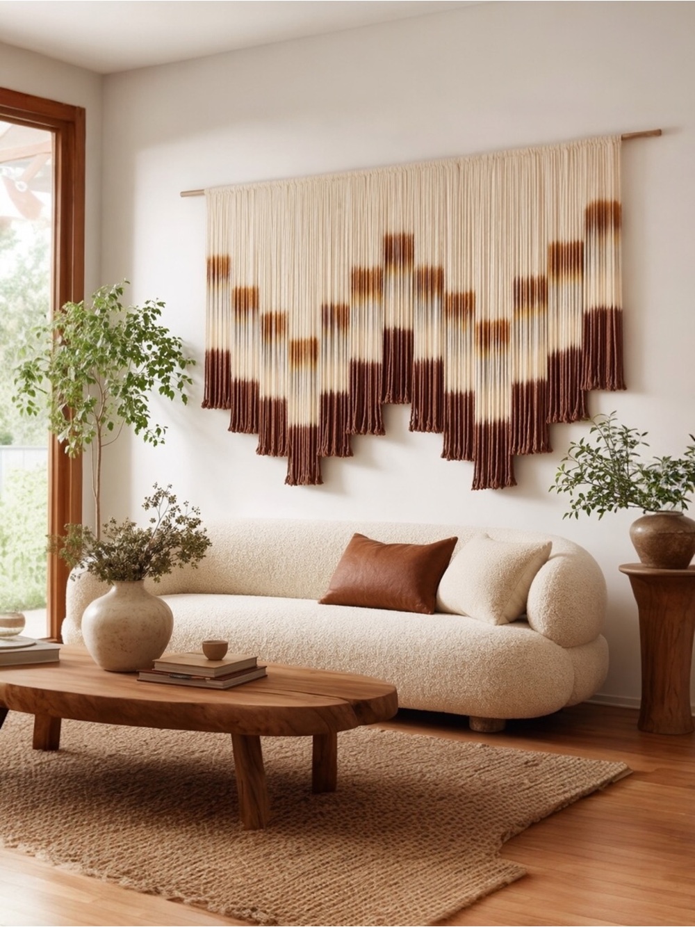 NEW Anthro  XL Boho Tapestry Macrame Woven Dyed Yarn Wall Hanging - 60"